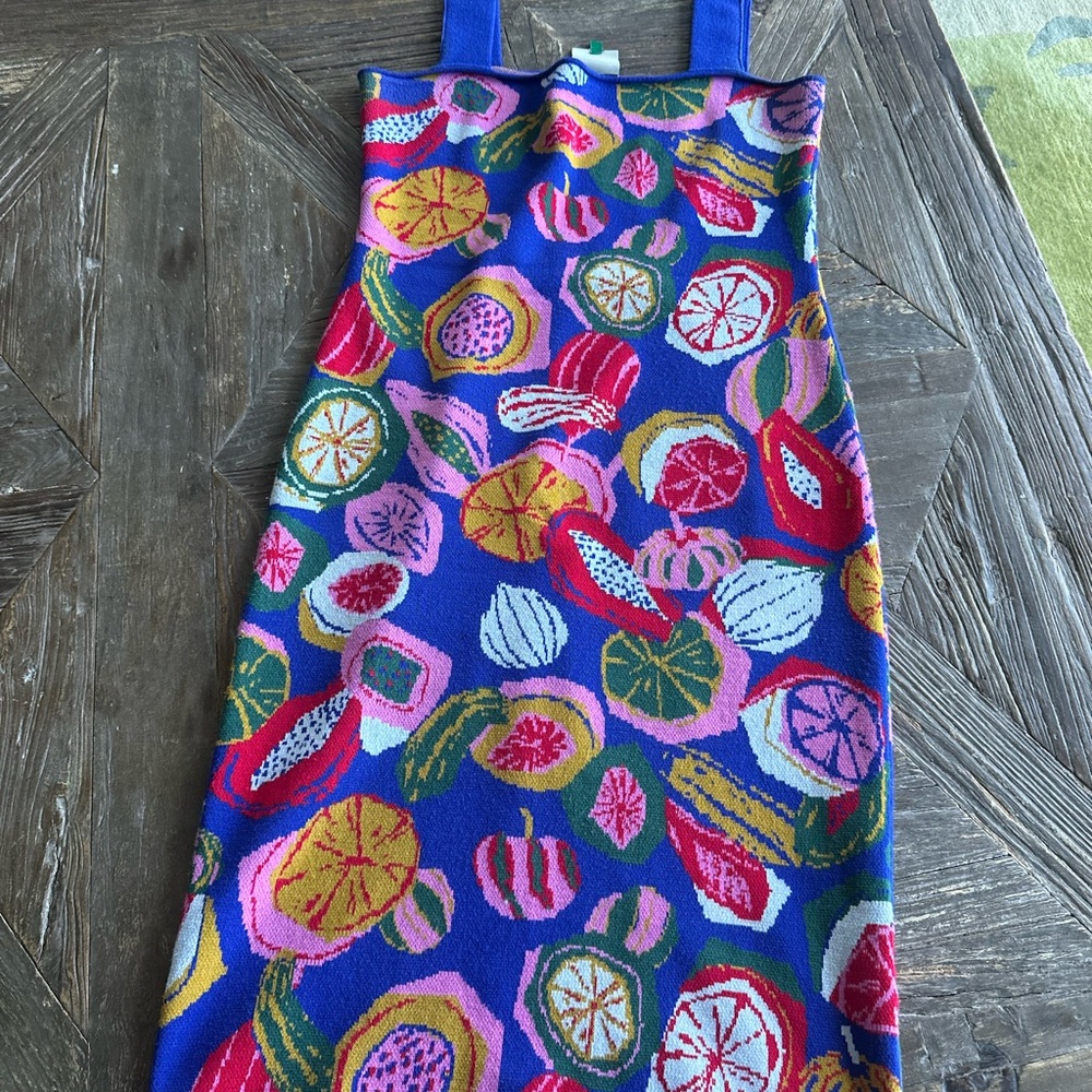 FARM Rio Colorful Fruit Salad Knit Midi Dress Medium M